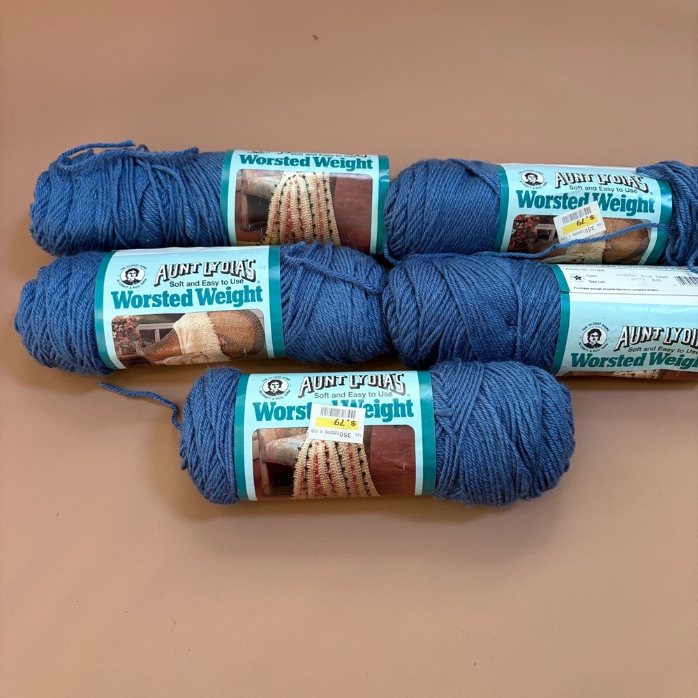 Aunt Lydia's Worsted Weight Yarn Federal Blue 5226 4-Ply Acrylic Partial Skeins